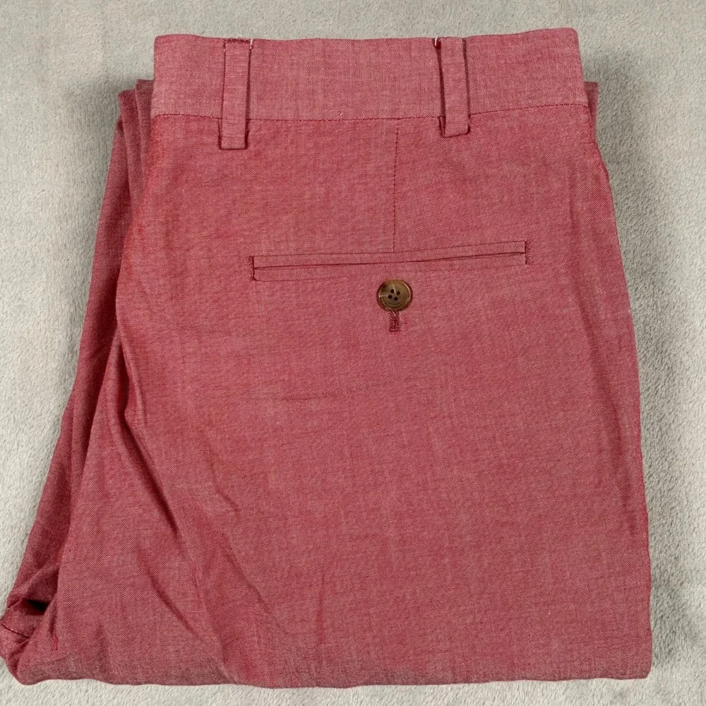 Brooks Brothers Fitzgerald Fit Pants Mens 34x32 Red Cotton Dress Trousers Slim